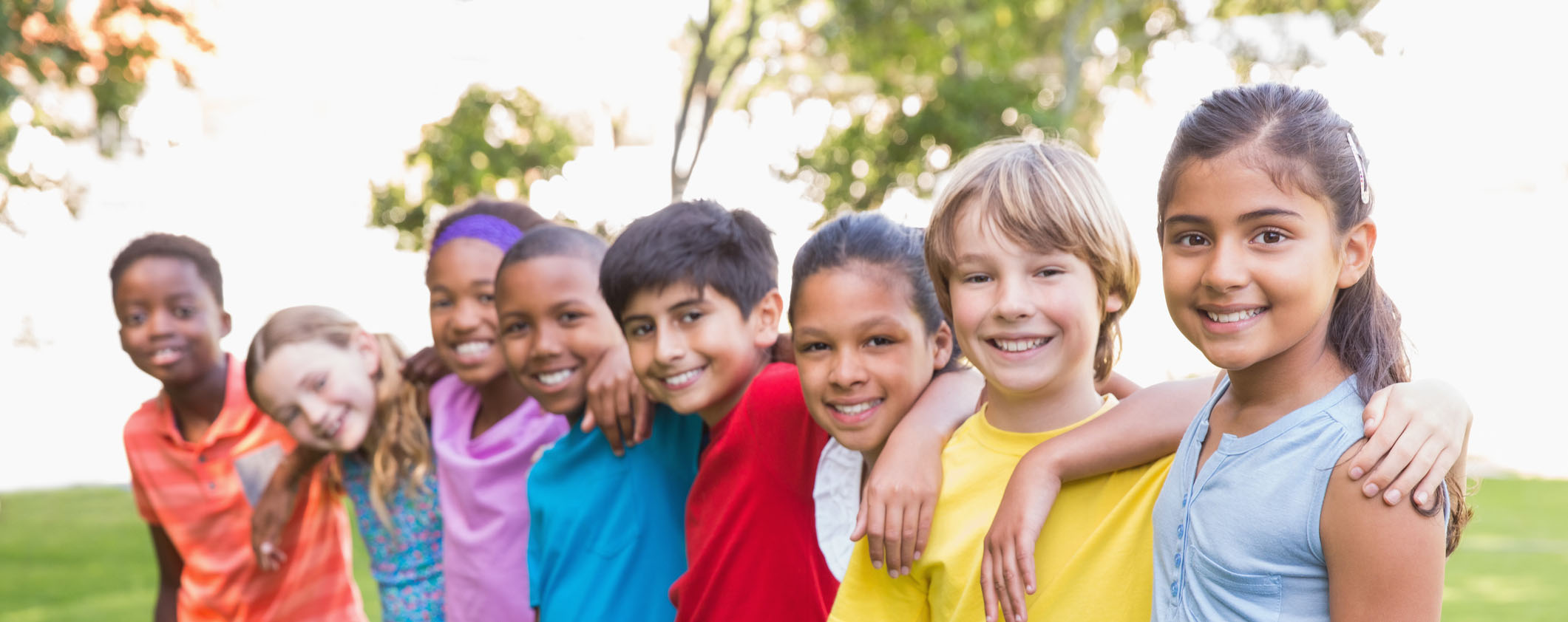 Diverse group of kids in a park